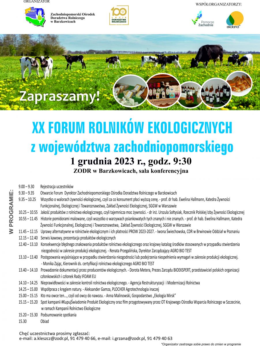 Zaproszenie na XX forum ekologicznych rolników